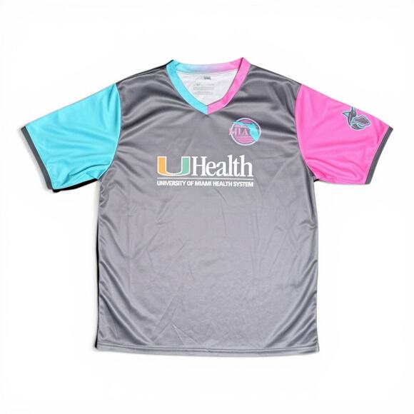 Miami Marlins Other - Miami Marlins City Connect V-Neck Jersey Youth XL Gray UHealth Soccer Style